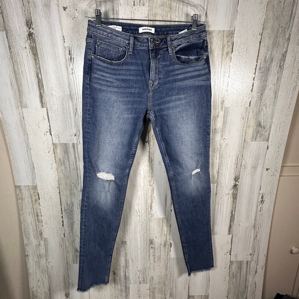 Vigoss “Marley” Straight Leg Jeans – Medium Wash Distressed – Size 31 – MSRP $74